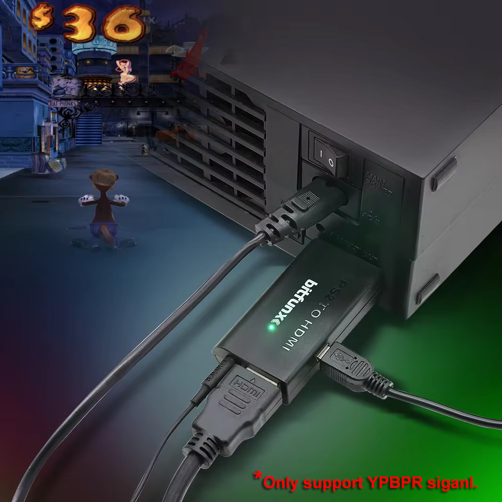Bitfunx PS2 a HDMI ™   Convertidor Adaptador de Audio y Vídeo con Cable USB para SONY Playstation 2 PS2 PS3