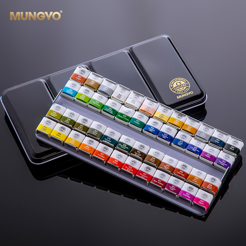 ชุดรูปวาดสีน้ำทึบ12/48สีสำหรับมืออาชีพชุดกล่องโลหะสำหรับวาดภาพสีน้ำมันอุปกรณ์ศิลปะ