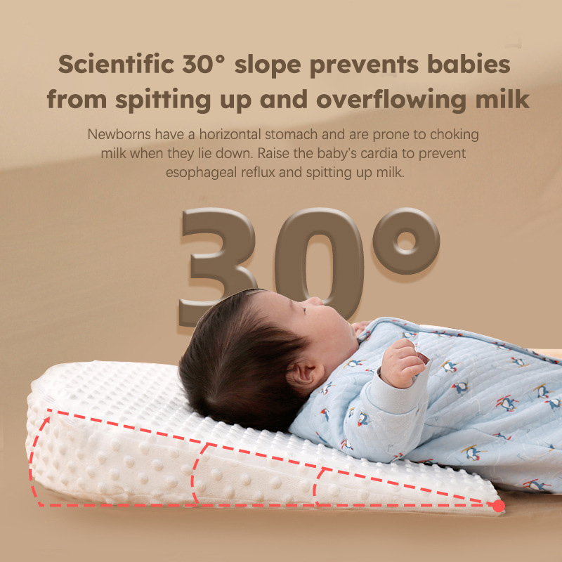 Almohada con almohadilla inclinada antivómitos para bebé, reposacabezas desmontable para dormir para niños recién nacidos, almohada decorativa para lactancia