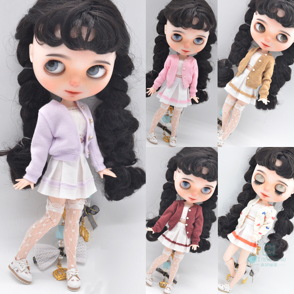 Одежда для кукол Blyth: модный фиолетовый шерстяной кардиган из трех частей для игрушек Azone OB23 OB24, аксессуары для кукол