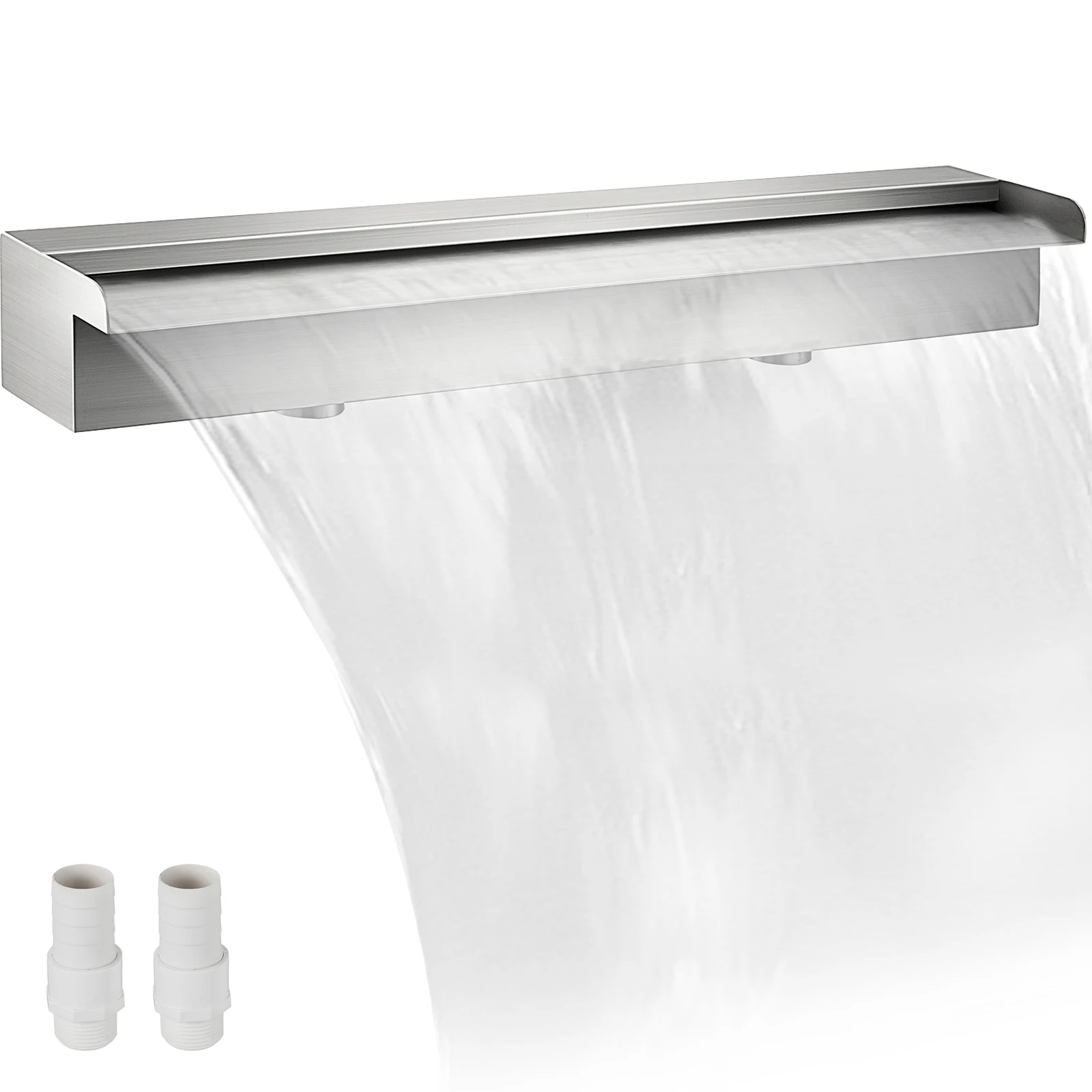SucceBuy Фонтан для бассейна Водопад 23,6x4,5x3,1 дюйма (Ш x Д x В) Водопад Spillway с соединителем для трубы Прямоугольный сад Открытый