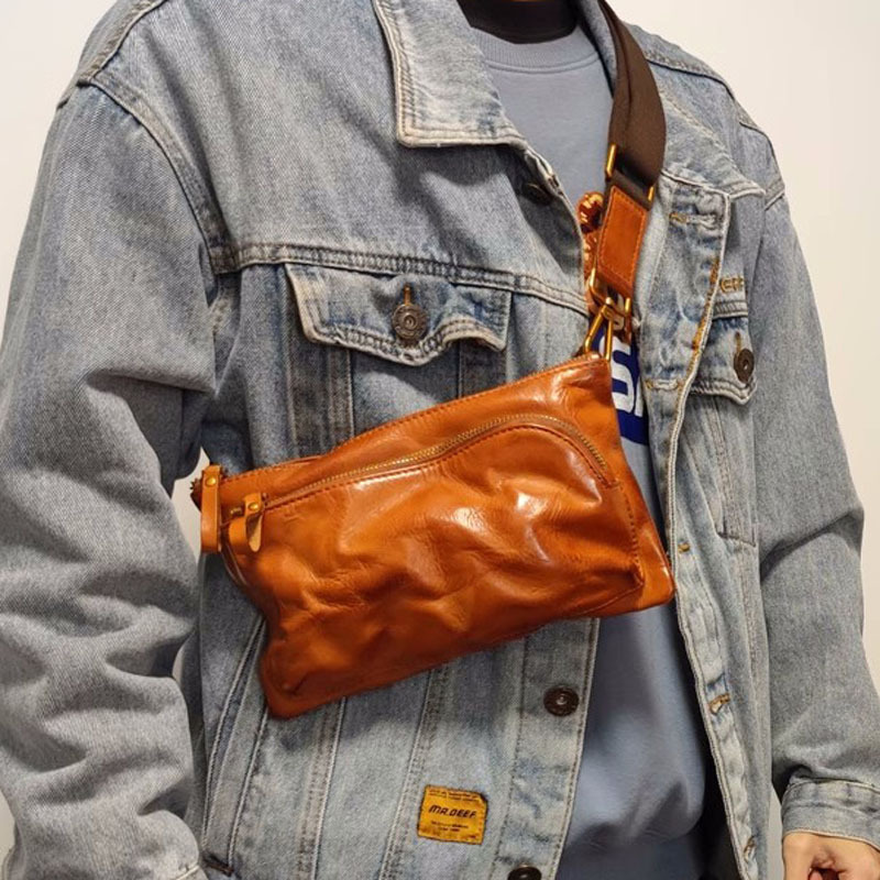 AETOO nouveau sac de poitrine vintage pour hommes plante tanné couche de tête en cuir sac à bandoulière en cuir décontracté mode sac à dos main