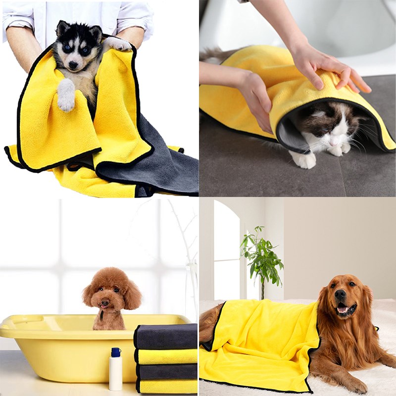 Toallas de secado rápido para perros y gatos, toallas de fibra suave, Toalla de baño absorbente, albornoz para mascotas, toalla de limpieza práctica, suministros para mascotas
