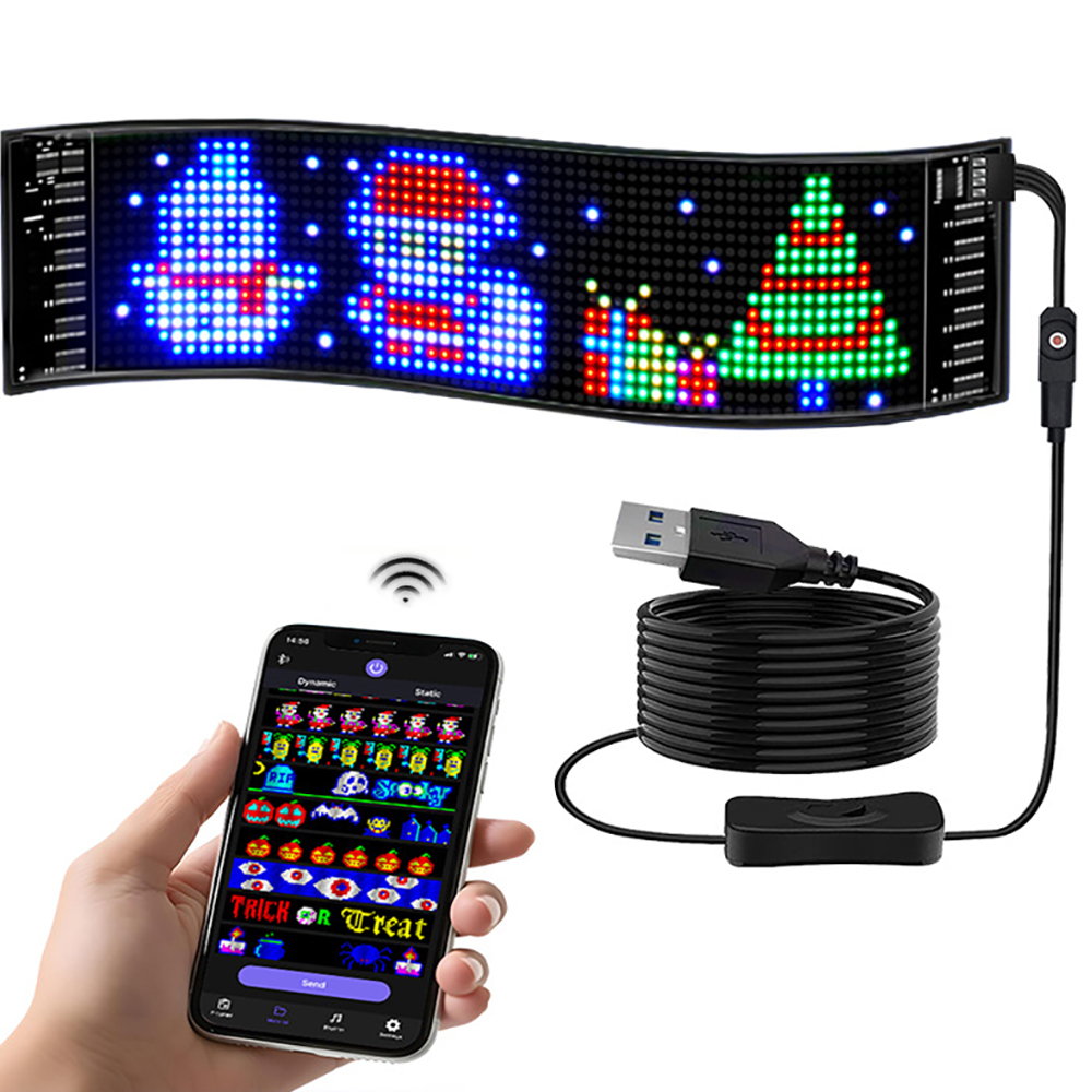 Pantallas de pantalla LED RGB inteligentes con Bluetooth, módulo LED, señal de matriz de píxeles, Panel LED, letrero de desplazamiento, luz publicitaria, decoración de coche