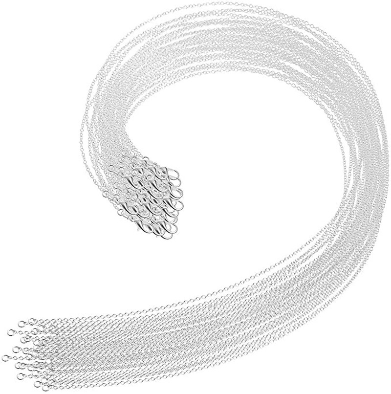 30 Stück 925 Sterling Silber 1 mm Kreis runde Ketten Halskette für Damen Mode Party Luxus Designer Schmuck Hochzeit Anhänger