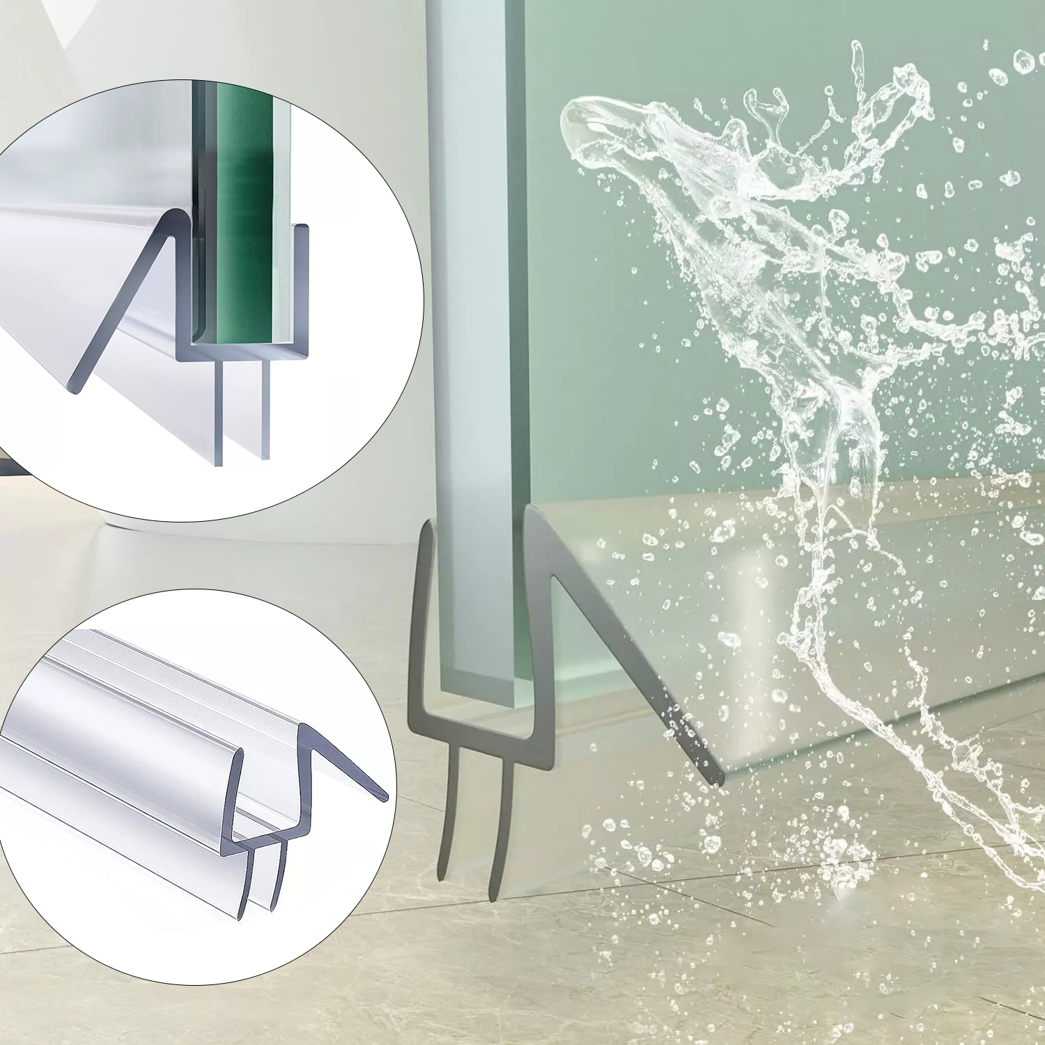 6/8/10/12mm  Transparent PVC Seal Gap Window Door Weatherstrip Bath Shower Screen Door Seal Strip