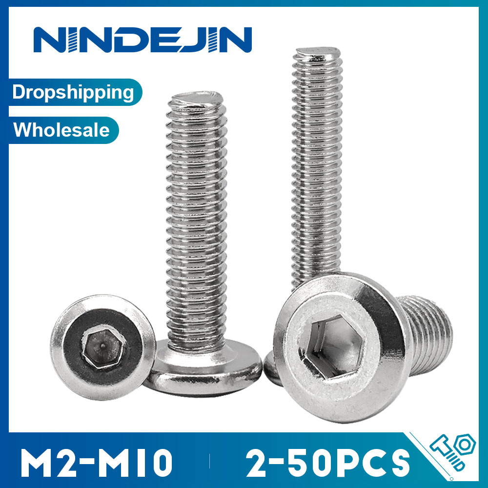 NINDEJIN 3-30 шт мебельный винт с шестигранной головкой винт из нержавеющей стали M4 M5 M6 M8 винт с плоской шестигранной головкой с шестигранным ключом