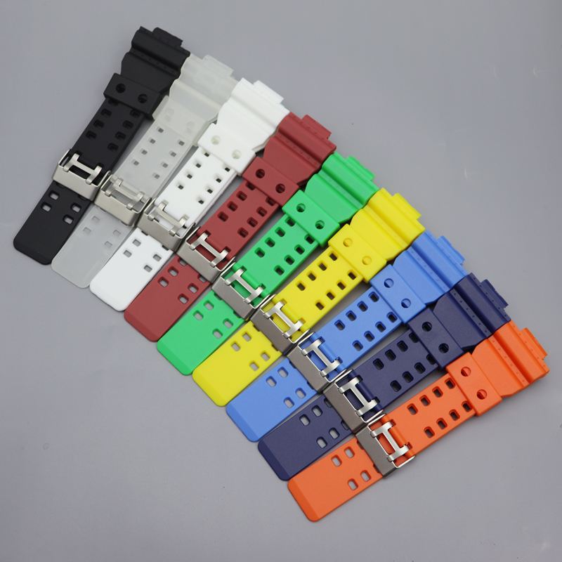 16Mm Silicone Gelang Jam Casio G-Shock GA-110 GA-100 GA-120 Warna Solid Karet Tahan Air Pria untuk Jam Tangan Tali untuk Ga700 400