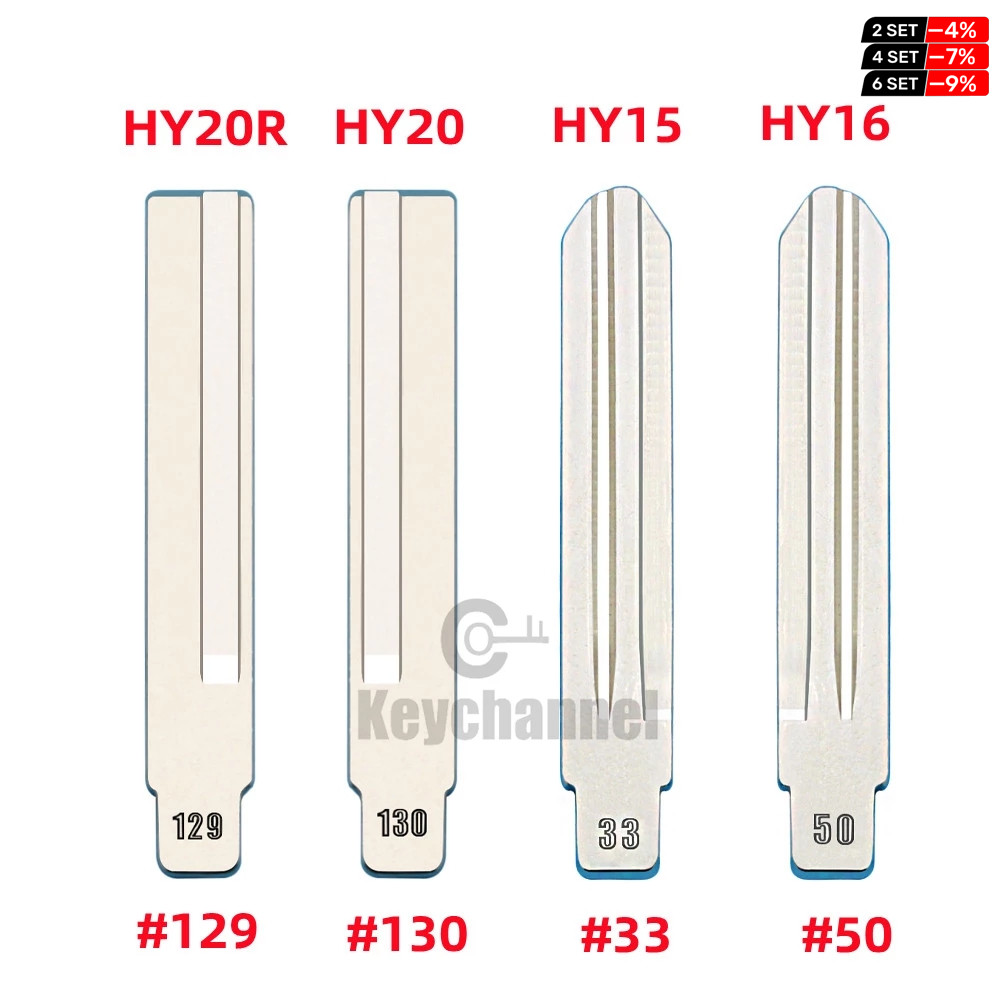 10pcs 129#130# 33# 50# Car Key Blade KD Key Blank HY20 HY20R HY15 HY16 Blade for Hyundai Kia for Xhorse KD KEYDIY Remote