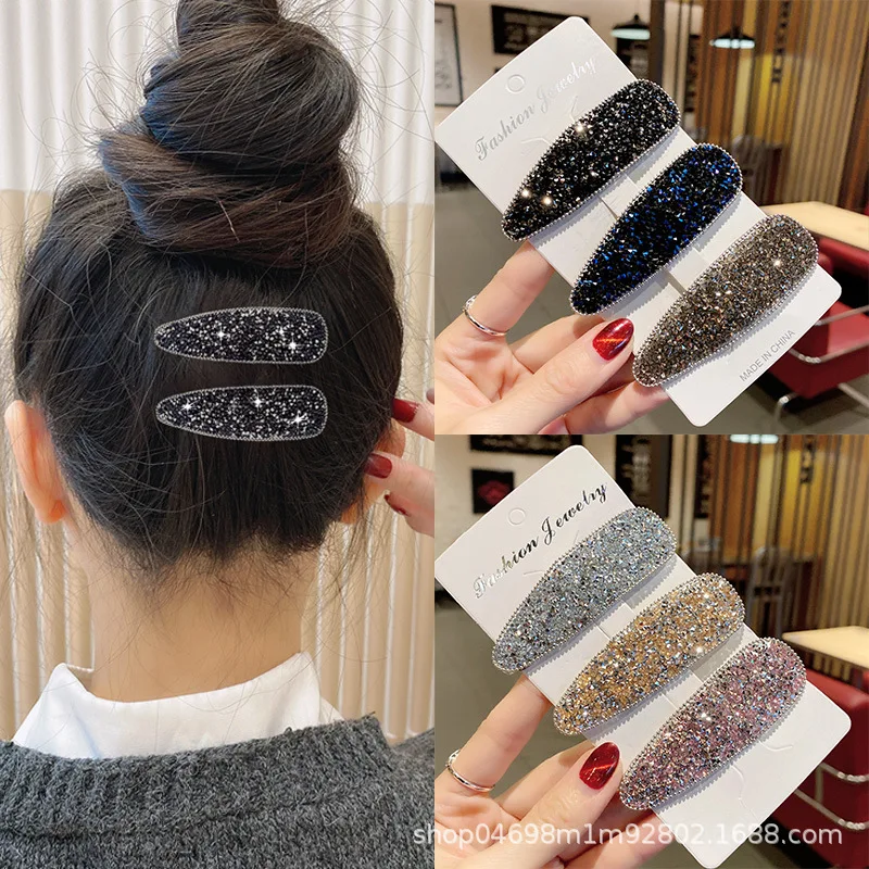 Mode coréenne strass broche goutte à goutte carré Simple paillettes pinces à cheveux frange organisateur de cheveux Clips femmes cheveux accessoires