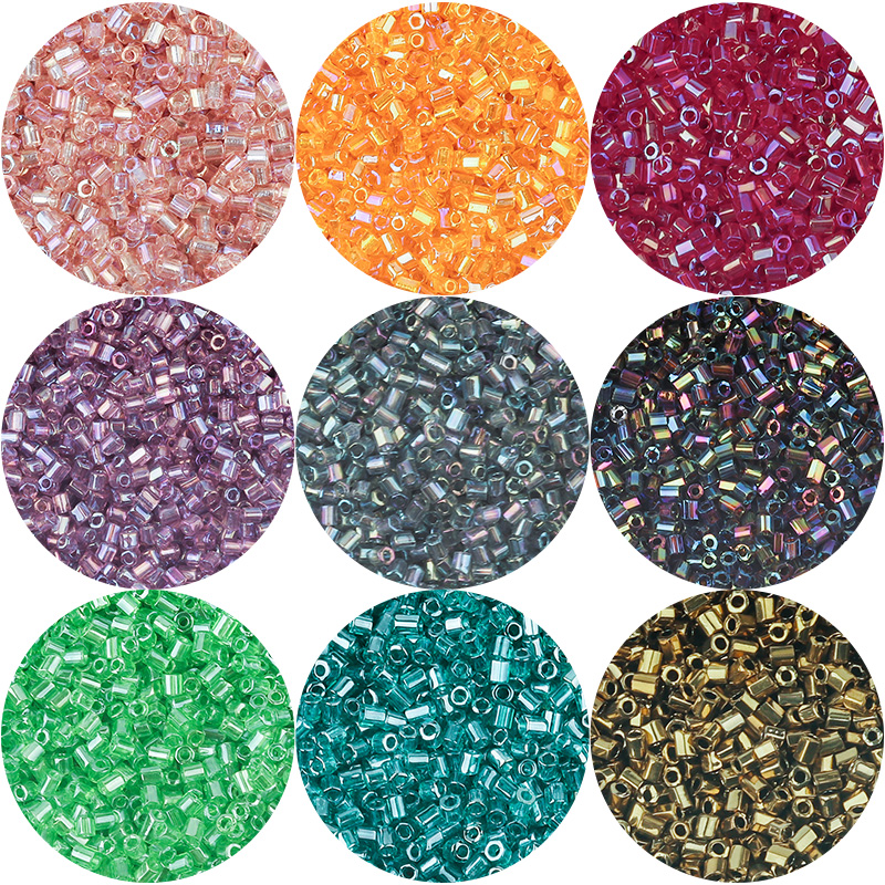 1100 Stück 2 mm AB-Farbperlen, röhrenförmige Glasperlen, Rocailles für Schmuckherstellung, lose Distanzperlen, DIY-Armband, Halskette