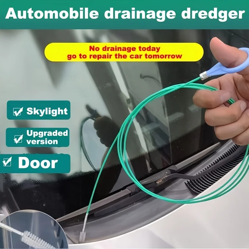 Ferramenta de limpeza de drenagem de teto solar e pára-brisa de carro - Escova de PVC flexível para fácil dragagem
