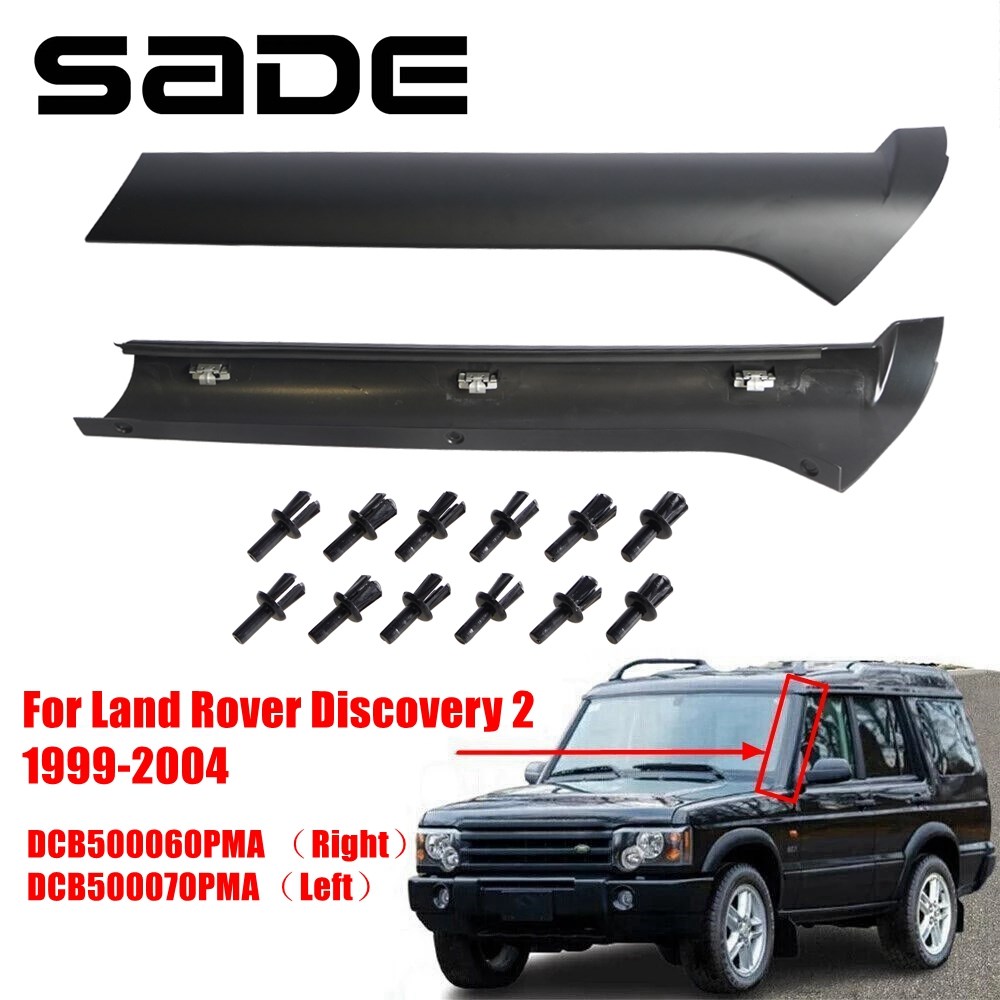 1คู่ขวาและซ้ายด้านหน้ากระจกด้านนอก Trim Pillar Molding สำหรับ Land Rover Discovery 2 1999-2004 DCB500060PMA DCB500070PMA