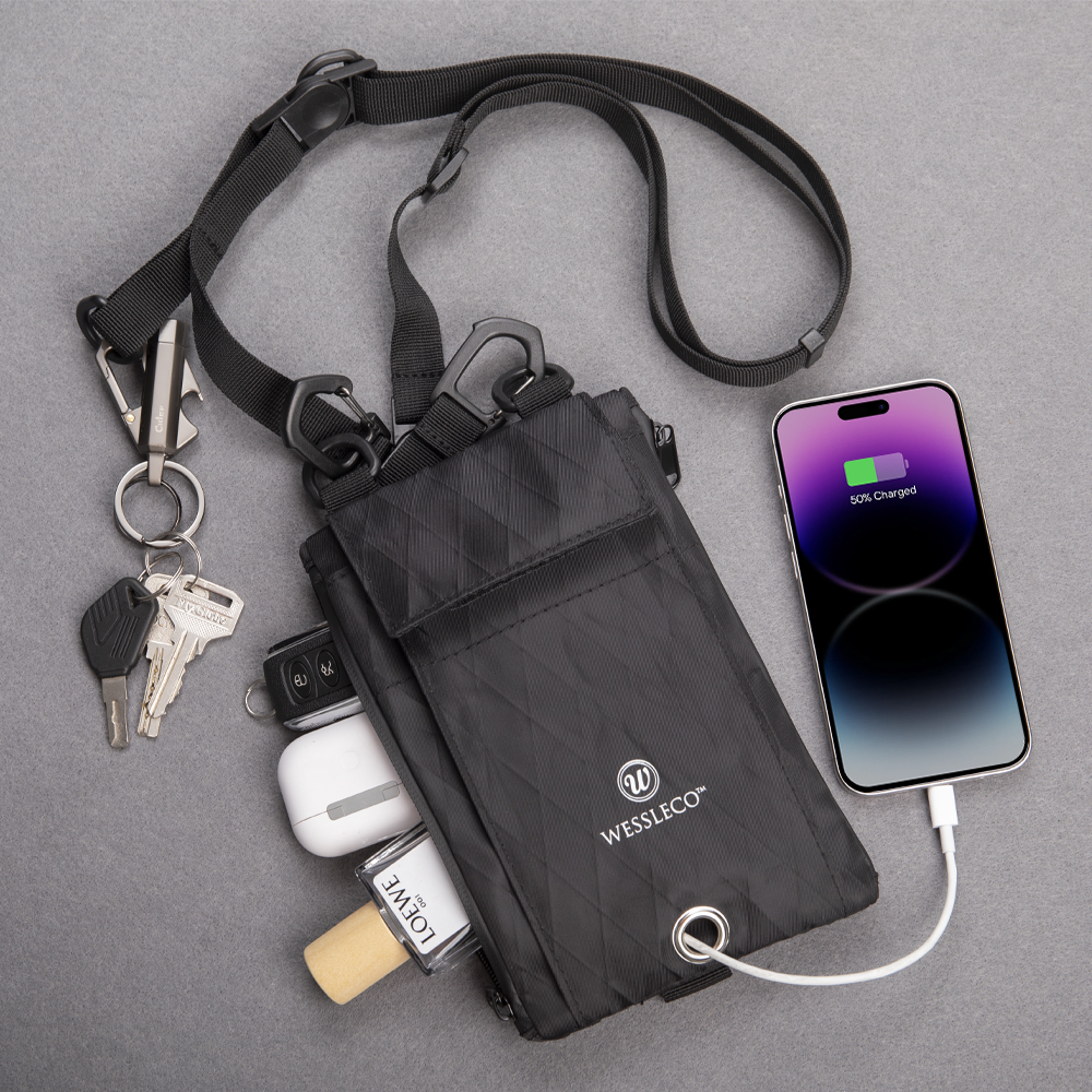 Mobile Phone Bag with Adjustable Strap Money Wallet Pouch for Travel or Daily Use- Phone Card, Money, Cash Keys, Multi 4-Pockets