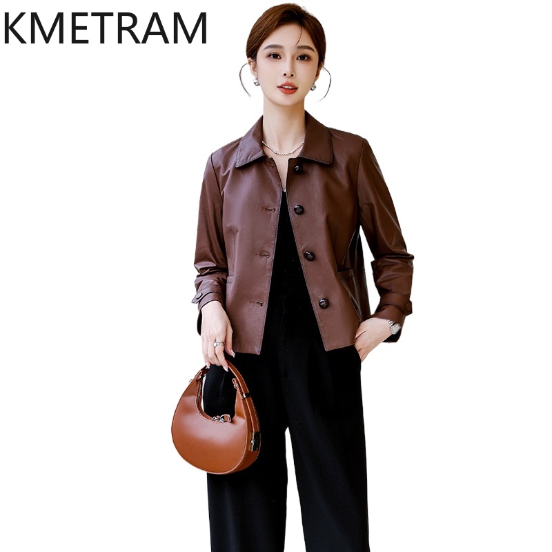 100% chaqueta de piel de oveja de primera capa de cuero auténtico para mujer, chaquetas cortas de lujo, ropa de otoño e invierno, novedad de 2024, abrigos yerajха ж miscecud