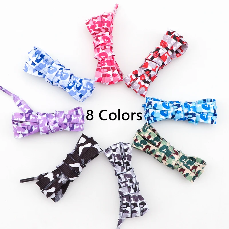 1 Paar flache Schnürsenkel für Turnschuhe, bunte Schnürsenkel mit Tarnmuster, für Herren und Damen, Freizeit-Schnürsenkel-Zubehör