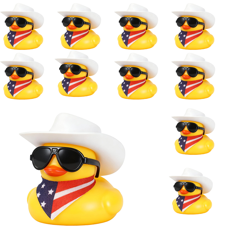 6/12/24 pcs Cowboy Rubber Duck Mini Yellow Duckies Toy Tiny Ducks  Toy with Cowboy Hat Paisley Bandanas Sunglasses