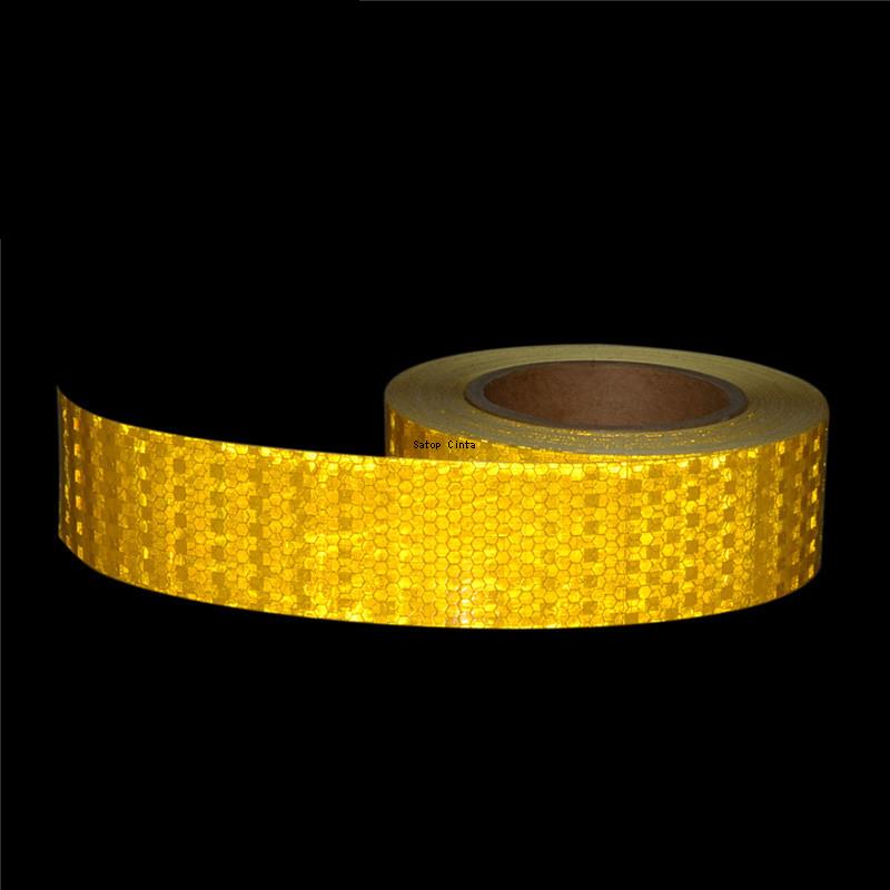 Cintas adhesivas reflectantes para coche, 5cm x 25m, marca de seguridad, estilo de coche, película impermeable amarilla de advertencia autoadhesiva para motocicleta y bicicleta