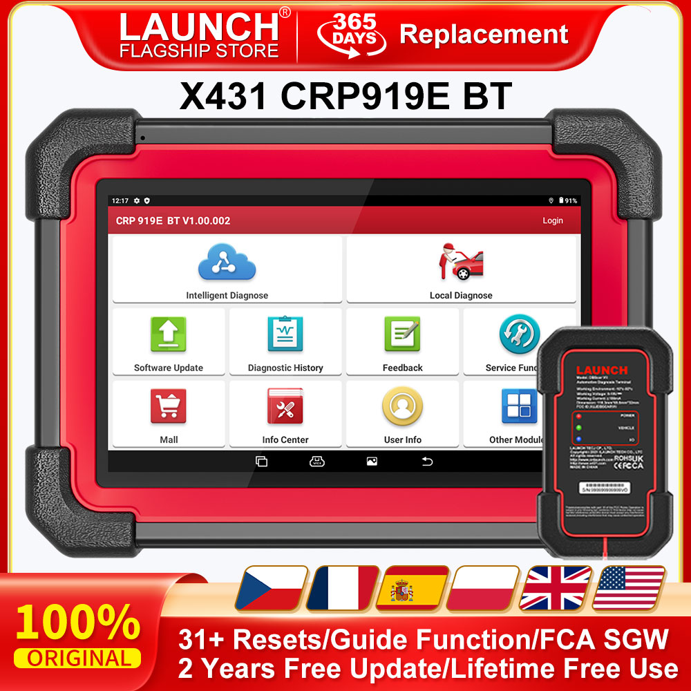 LAUNCH X431 CRP919E BT Автомобильный диагностический инструмент OBD2 Сканер DBScar VII VCI Auto с активным тестированием ECU Кодирование CANFD DOIP 31+ Сброс