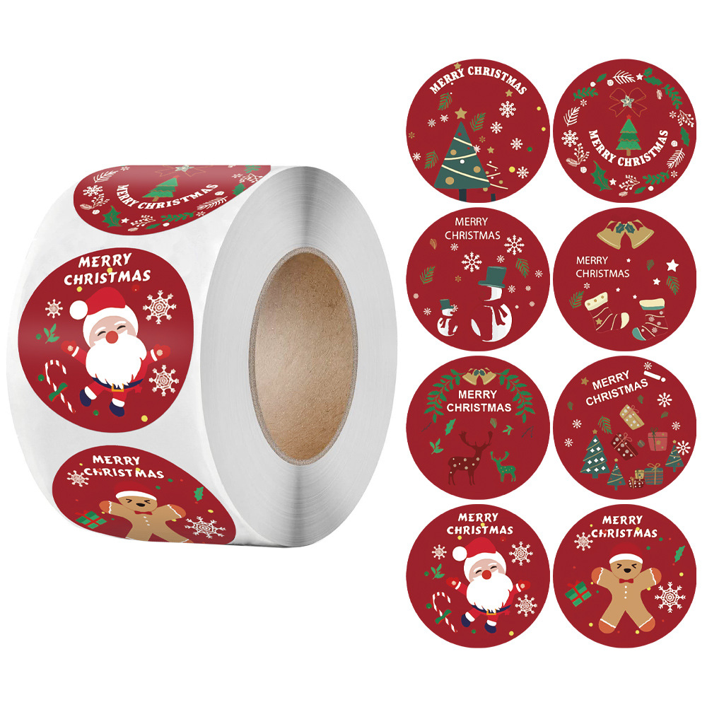 100-500Pcs 메리 크리스마스 스티커 크리스마스 테마 인감 레이블 스티커 DIY 선물 베이킹 패키지 봉투 편지지 장식