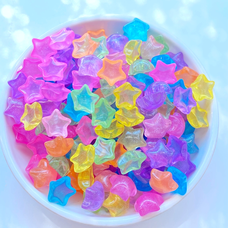 30Pcs Nieuwe Leuke Mini 11Mm Shining Sterren Hars Beeldje Ambachten Plaksteen Cabochon Ornament Sieraden Maken Hairwear Accessoires