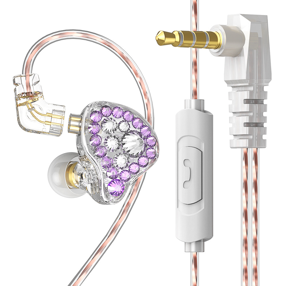 Q2 PRO HiFi-Kopfhörer mit Kabel, Diamond Face, glänzende Kopfhörer mit/ohne Mikrofon, abnehmbare In-Ear-Bass-Stereo-Ohrhörer, Musik-Monitor-Headset