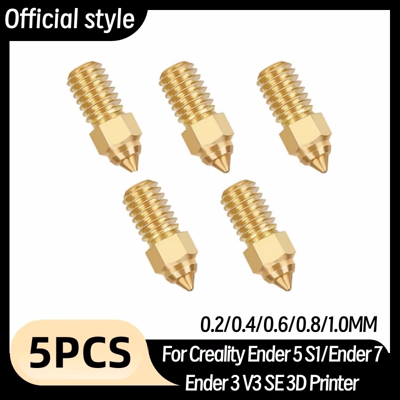 Dysze Ender 3 V3 SE 5 szt. Szybkie dysze mosiężne do drukarek 3D Akcesoria do drukarek 3D Dysza ekstrudera M6 Hotend do Ender 5 S1/Ender 7