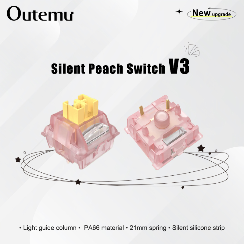 Outemu-Interrupteurs linéaires pour clavier mécanique, silencieux Peach V3, poteau Lightguide, 5 broches, échange à chaud PA66, POM pré-lubrifié, ressort 21mm