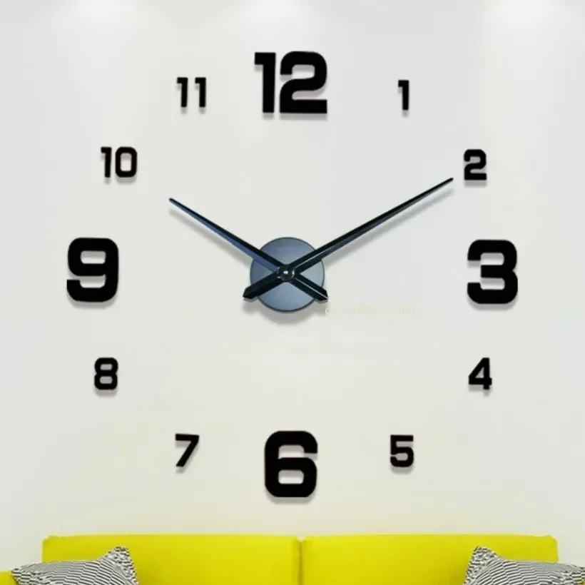Reloj Digital de pared para sala de estar, pegatina de espejo acrílico grande para jardín, decoración para dormitorio, relojes decorativos