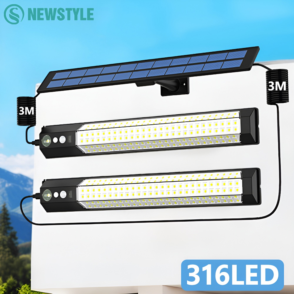 Lámpara Solar LED 316/158 con Sensor de movimiento, luz de pared para acampar al aire libre, luz de seguridad alimentada por energía Solar impermeable, valla de jardín