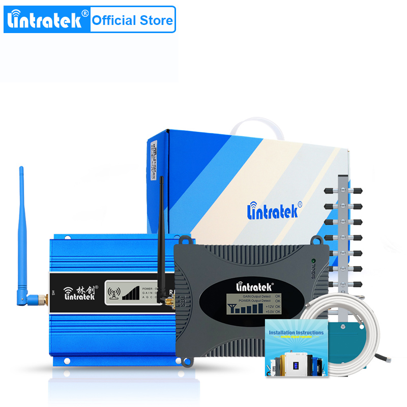 Lintratek Mini répéteur GSM 900 1800 2100MHz téléphone portable 2G 3G 4G amplificateur de Signal + antenne Yagi antenne fouet LCD