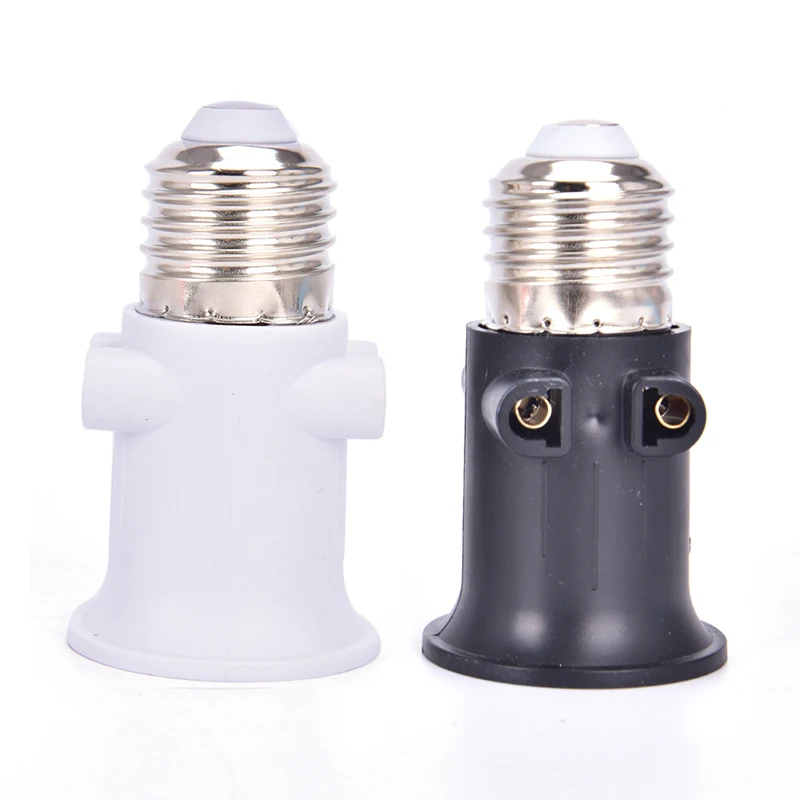 1 Uds AC100-240V 4A PBT adaptador de bombilla E27 ignífugo portalámparas Base con enchufe de la UE portalámparas blanco y negro