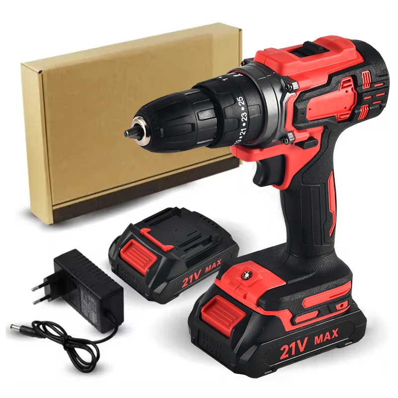 21V Electric Drill Brush Motor 2 Speed Control Stepless Speed Regulation Rotation Ways 25 Gears Torques Adjustable Lithium Drill