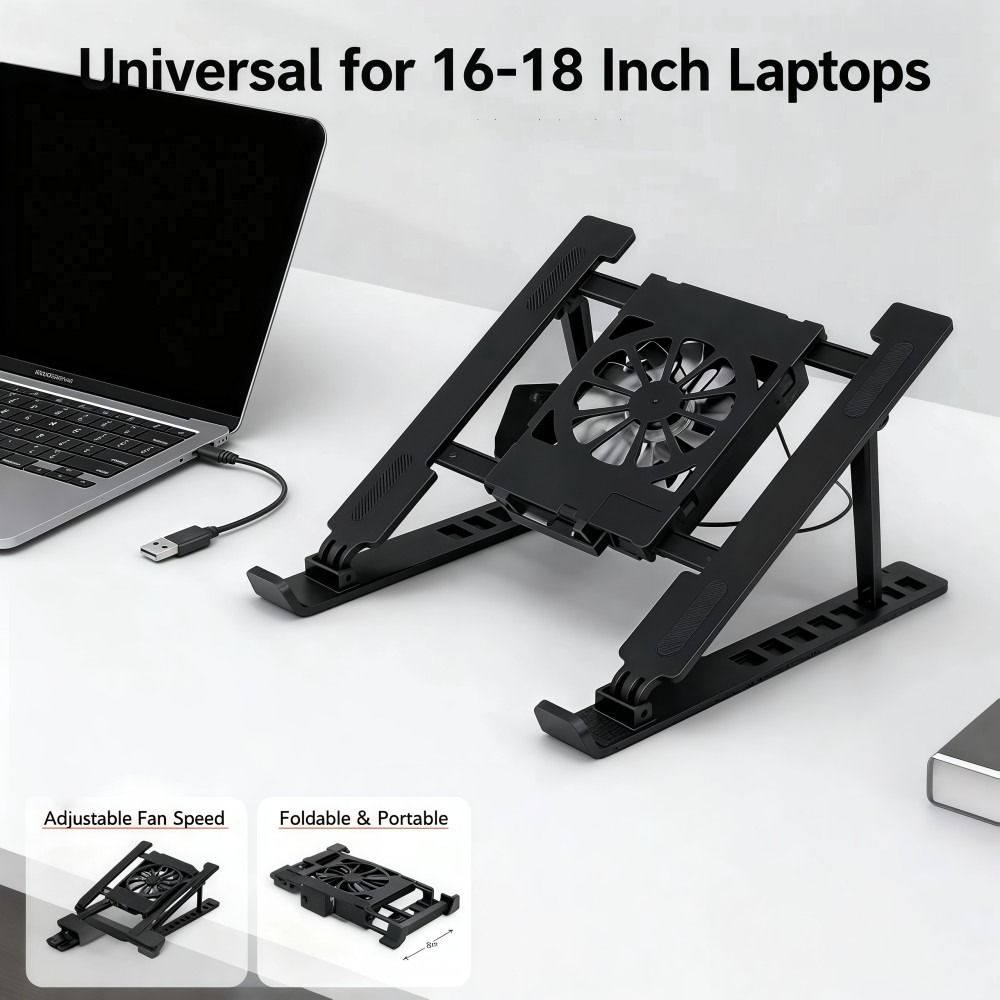 Soporte de refrigeración Universal para ordenador portátil con ventilador, soporte de elevación ajustable para ordenador portátil, soporte colgante plegable para tableta y PC de 16-18 pulgadas