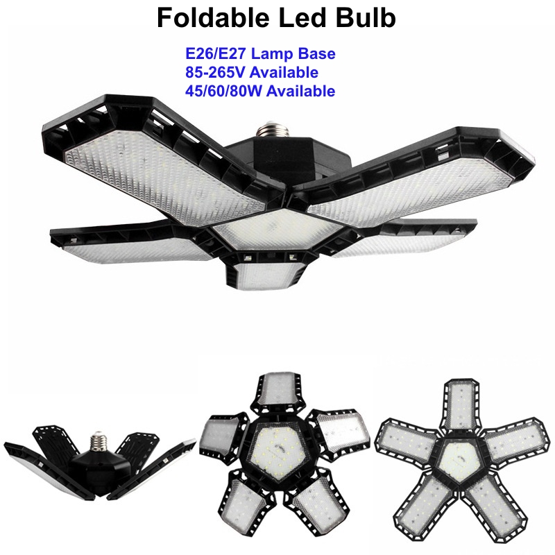 折りたたみ式 Led ガレージライト E26/E27 ランプベース AC85-265V 45/60/80 ワット工業用電球倉庫ワークショップジムシーリングライト