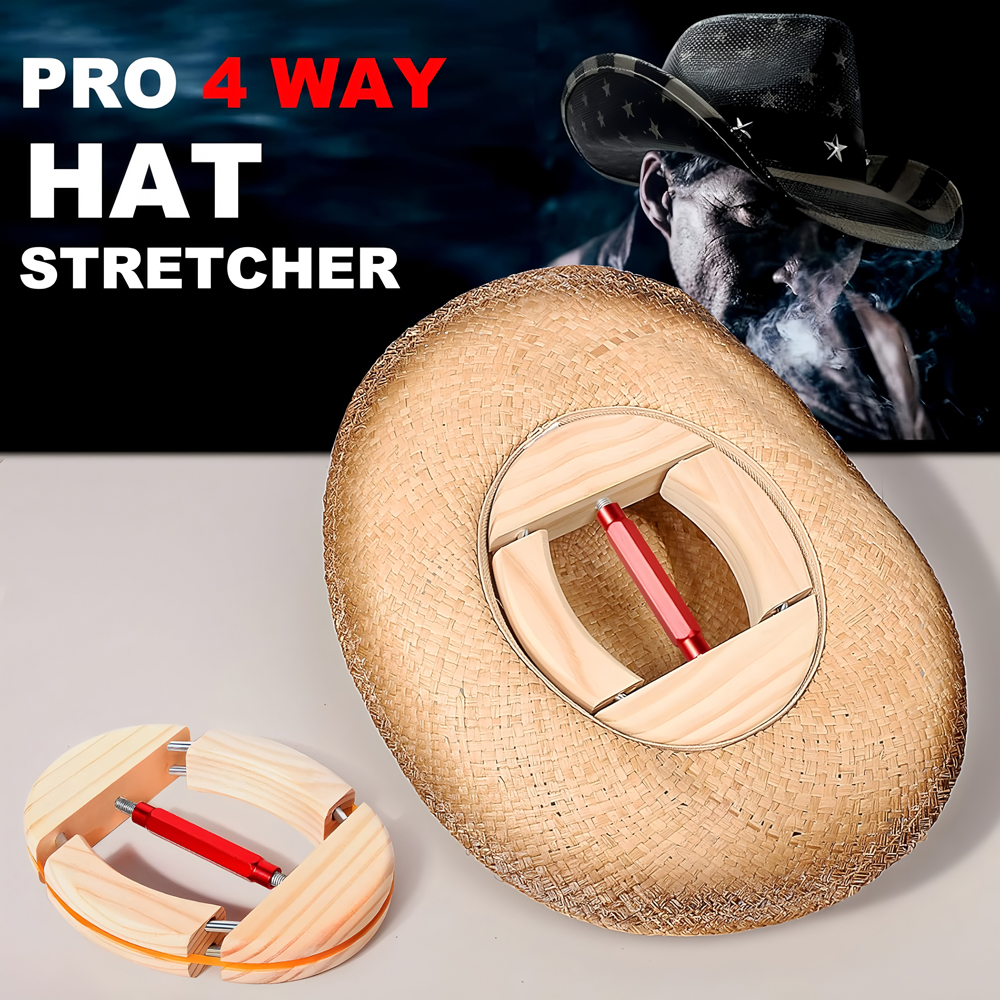 Repacego Support de chapeau Fedora en bois réglable à 4 voies pour le rangement des supports de baseball de cowboy
