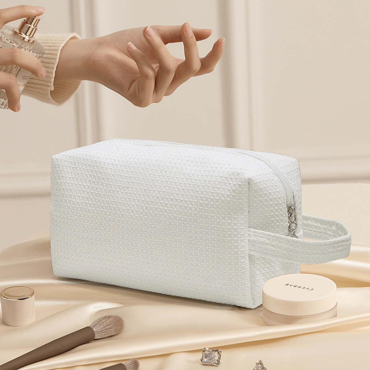 Borsa per trucco in cotone di grande capacità Borse portaoggetti portatili da viaggio Borse per trucco di alta bellezza