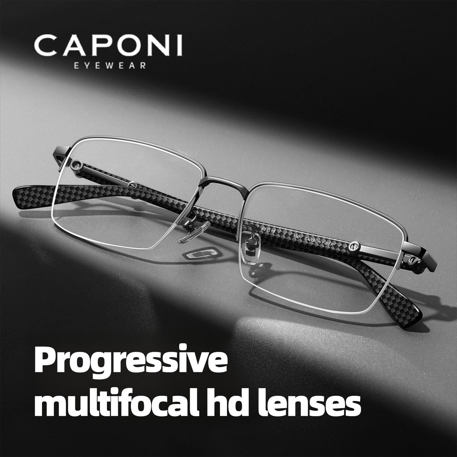 CAPONI – lunettes de lecture multifocales progressives pour hommes, en Fiber de carbone, anti-rayons bleus, dioptrie de +0 à +3.0, LH35603