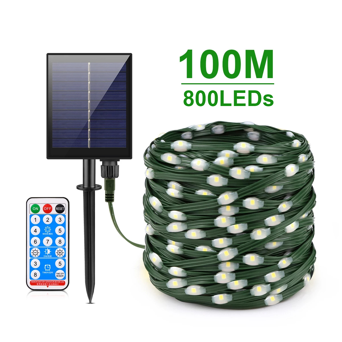 Guirlande solaire LED en cuir, 100M, lumières de noël, étanche, pour l'extérieur, lampe solaire haute puissance pour décoration de jardin