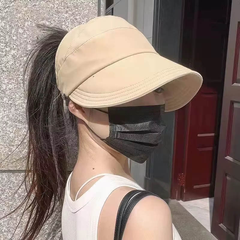 Sombrero de secado rápido, gorra vacía de verano, actualización de mujer, puede colgar máscara, visera para exteriores, sombrero protector solar fino de secado rápido