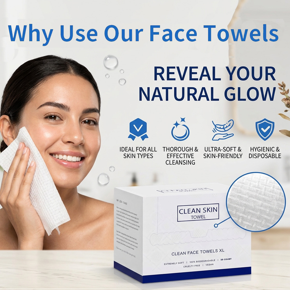 50Pcs/Box Disposable Face Towels Facial Cleansing Wipes Makeup Remover Dry Beauty Skincare Travel Pack