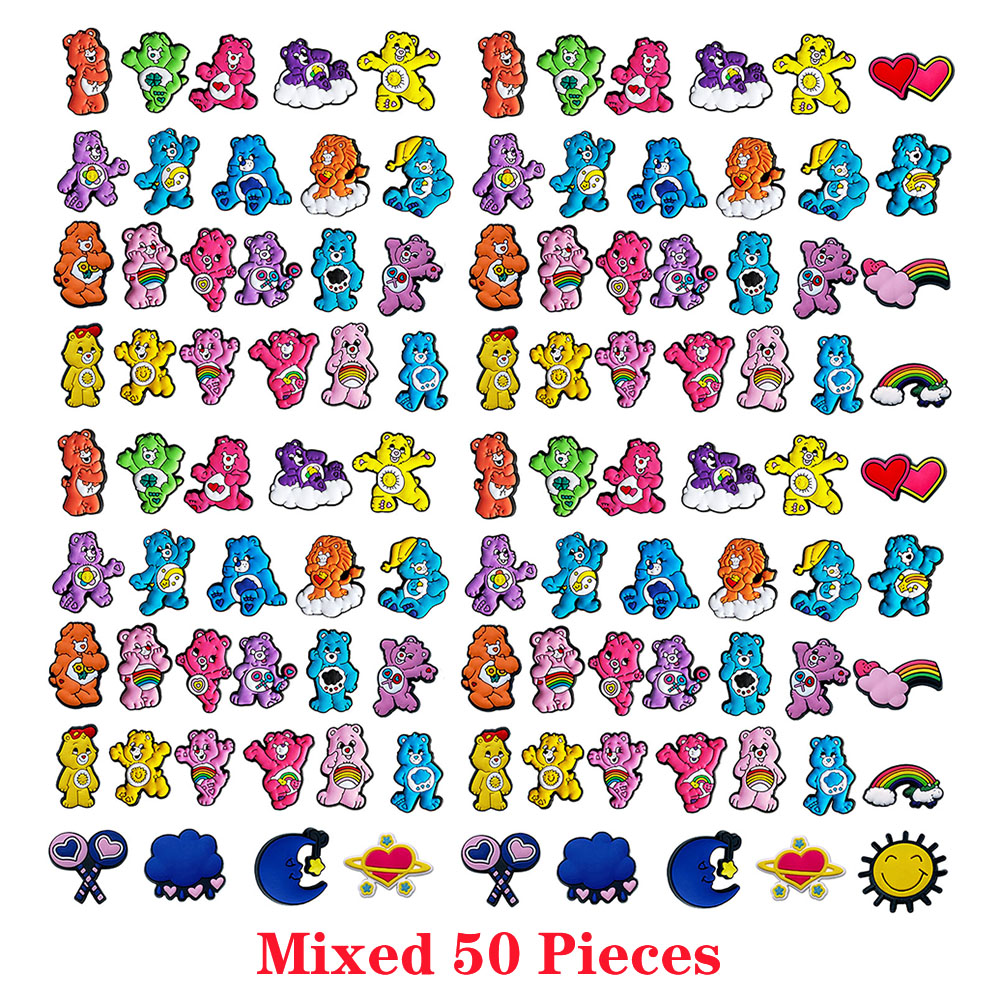 5-100PCS Dijes de PVC de Oso Arcoíris para Zapatos, Accesorios DIY para Bolsos, Correas de Muñeca y Decoración de Colgantes, Regalos para Fiestas Infantiles