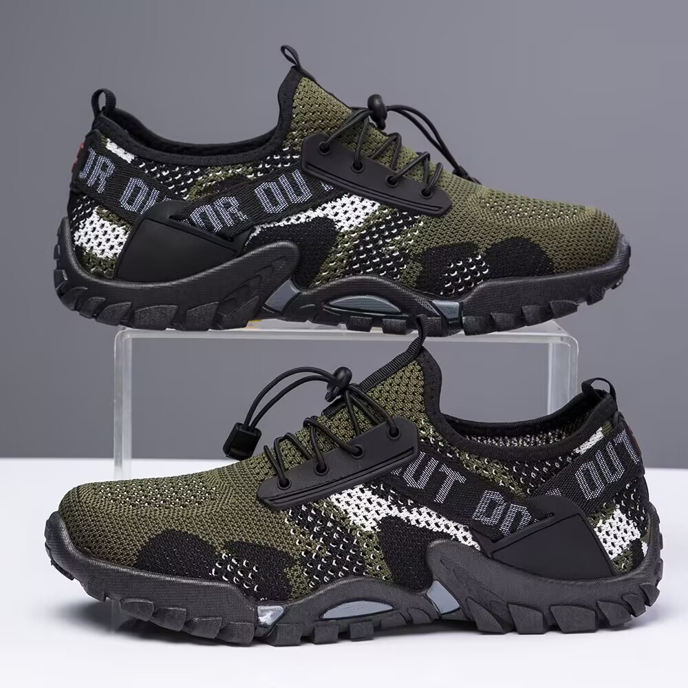 Neue Herrenschuhe, fliegendes gewebtes Mesh, sportlich, atmungsaktiv, leicht, lässig, Sport, Laufen, weiche Sohle, Reiseschuhe, Sneakers, cremefarbene Schuhe