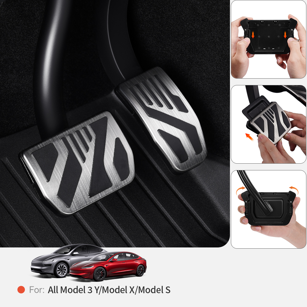 Накладки на педали YZ из алюминиевого сплава для Tesla Model 3/Y/YL Highland Juniper 2017-2026: педаль акселератора, педаль тормоза, педаль газа