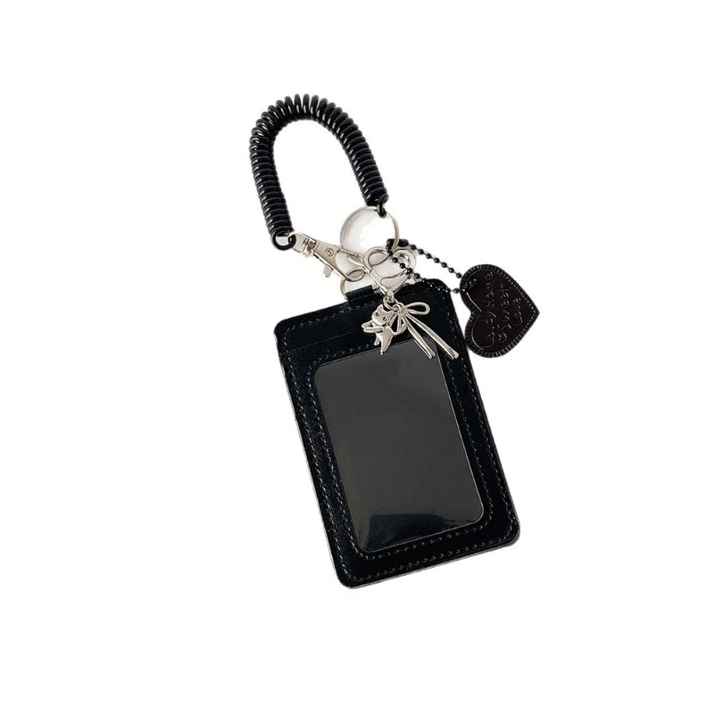 1 pièce : Étui de protection pour carte d'identité, noir, pour borne photo, porte-clés, présentoir pour carte d'identité universitaire, pendentif de rangement