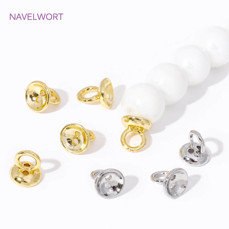 4.5/6mm 18k banhado a ouro latão pérola pulseira termina conector com laço, tampas de extremidade de jóias, para diy jóias fazendo acessórios