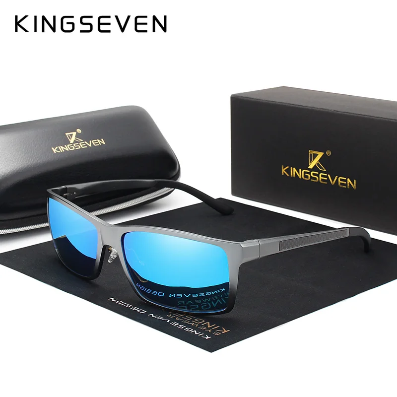 KINGSEVEN แว่นตากันแดดอลูมิเนียมโพลาไรซ์สําหรับผู้ชาย UV400 ปกป้องแว่นตาป้องกันแสงสะท้อนชายขับรถขี่จักรยานอุปกรณ์แว่นตา