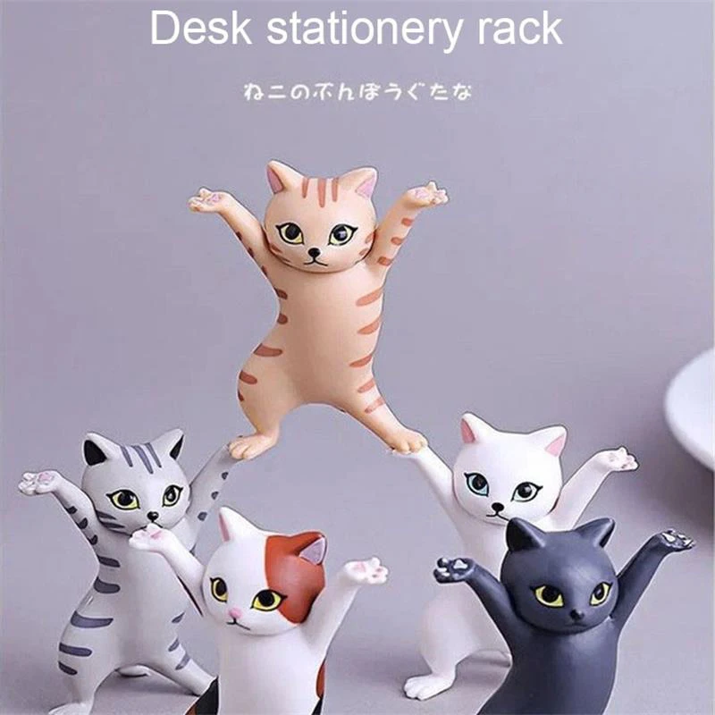 5 pezzi Danzante Figura di gatto Decorazione Animazione Modello di gatto Giocattolo di moda Incantante gatto Capsula Giocattolo Decorazione torta bambola