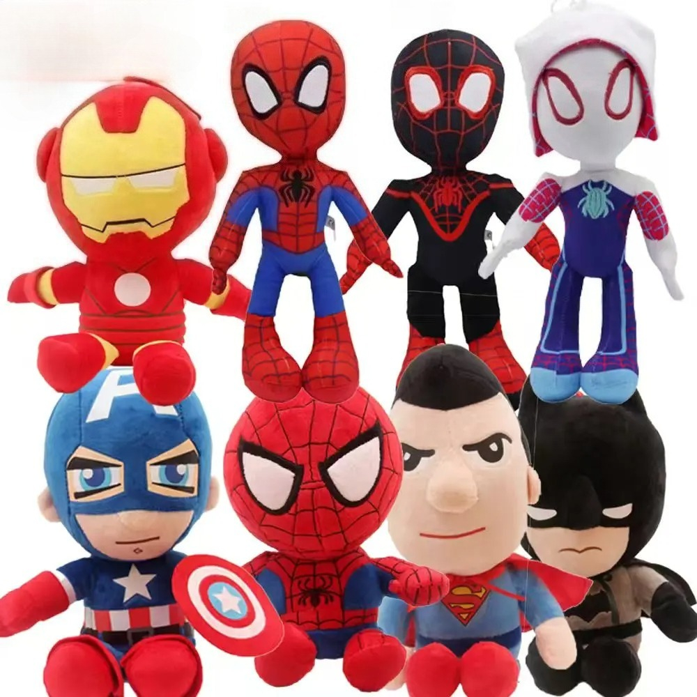 Pluszowe zabawki Spiderman, figurki filmowe Marvel Avengers, miękkie wypchane hity z filmów, 27-30 cm, Kapitan Ameryka, Iron Man, prezenty świąteczne.