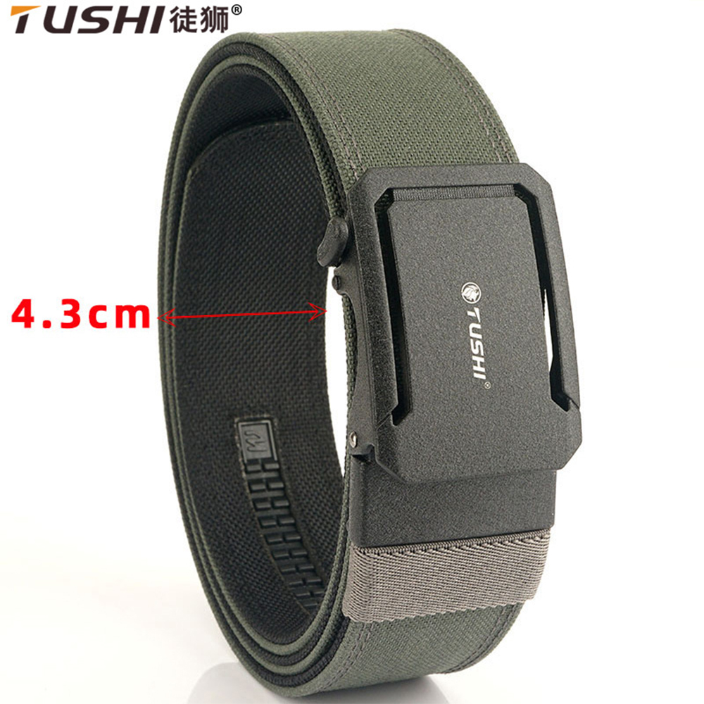 TUSHI merk 4.3 Brede Verdikte pistool hangende dubbellaagse nylon stoffen riem veelzijdige outdoor tactische automatische gesp herenriem